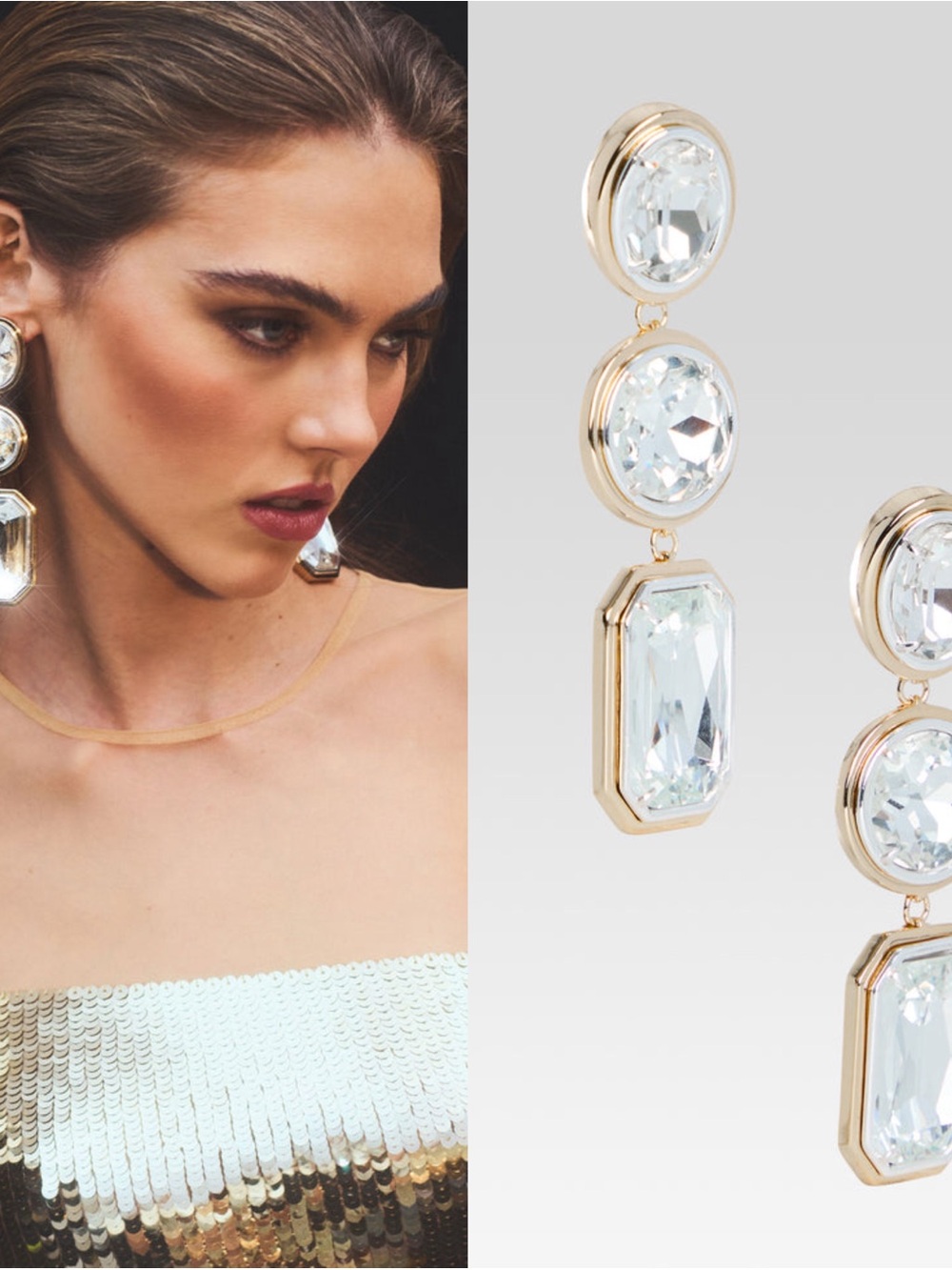 Retrofete Camille Drop Crystal Earrings